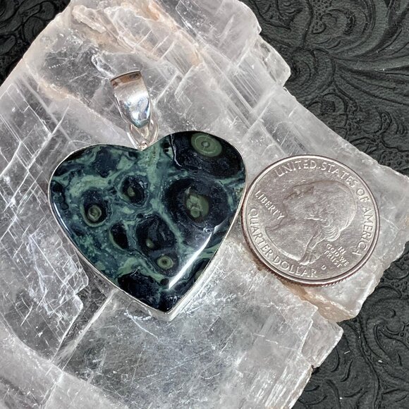 Kambaba Jasper Heart Pendant Stone Crystal Jewelry - Picture 6 of 6